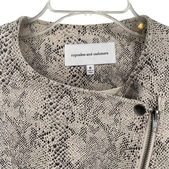 Cupcakes and Cashmere Isabell Snake Print Faux Suede Moto Jacket - Sz S - Picture 5 of 13